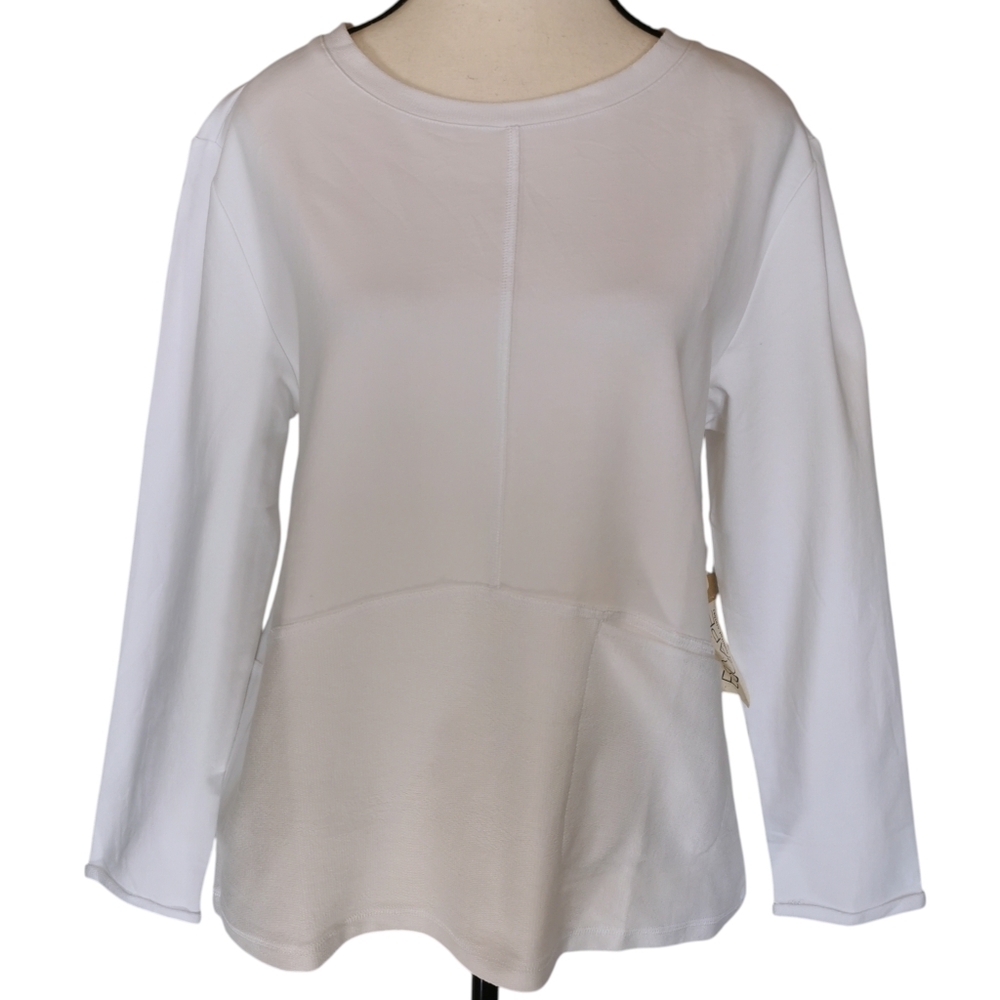 Escape by Habitat White Cotton Tunic Top Relaxed Fit Pocket Size S NWT